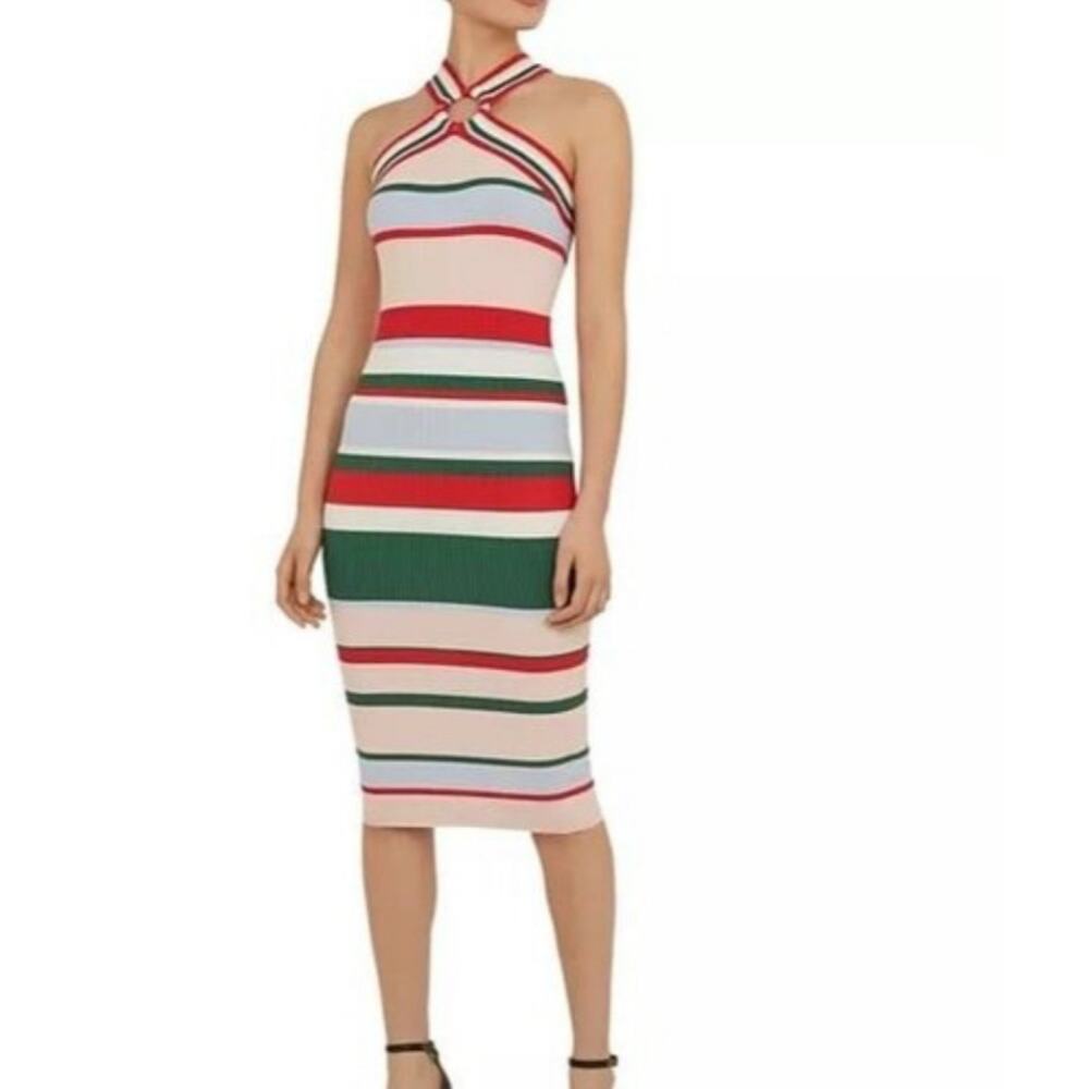 Ted Baker Lyndiaa Striped Bodycon Midi Dress Stretch Vacation Beach Women's 4 - Picture 6 of 12